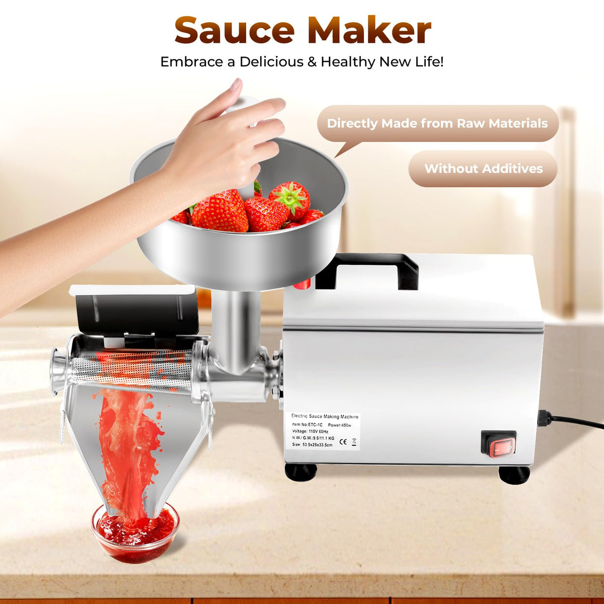 110v 450w Stainless Steel Electric Tomato Strainer H882973