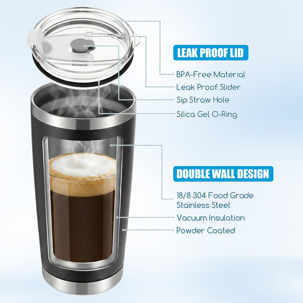 6 Pack 20oz Stainless Steel Insulated Tumbler with Lid O417