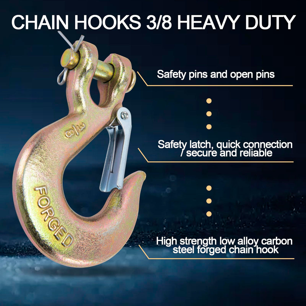 3/8 Chain Hooks with Safety Latch, 10 Pack L56283