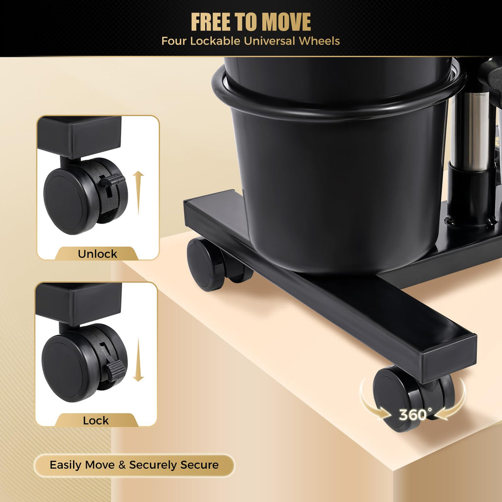 Portable Shampoo Bowl with Dual Buckets, Adjustable Height, Electric Pump, Foot Pedal Control, Black U9950