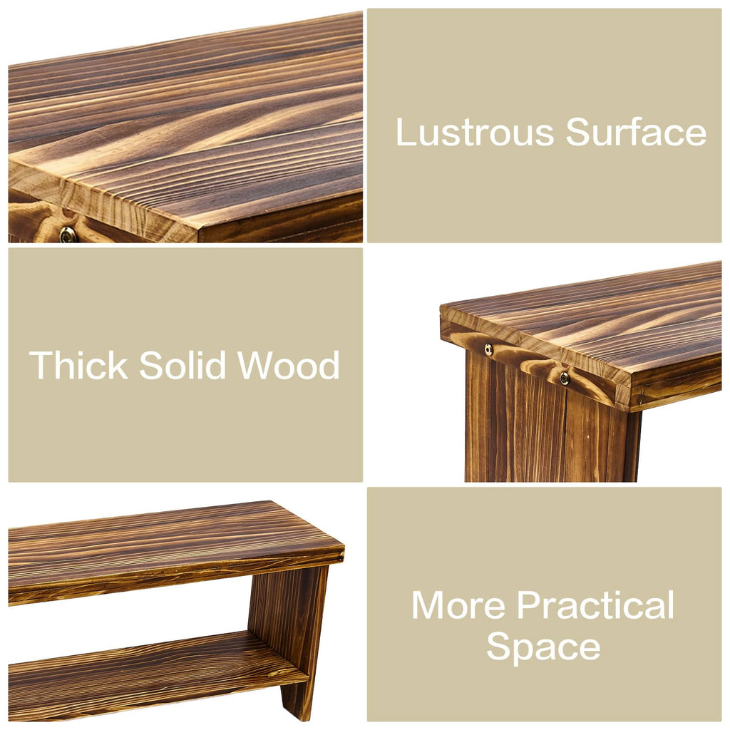 Solid Wood Entryway Bench with Storage Shelf R9498