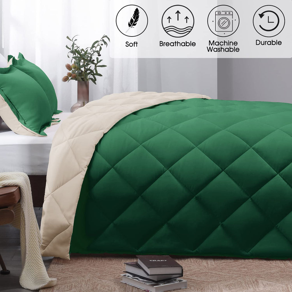 Forest Green King Size Reversible Down Alternative Comforter Set P454