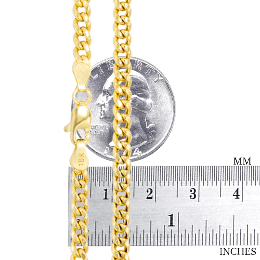 18k Yellow Gold Cuban Link Chain Necklace B40171