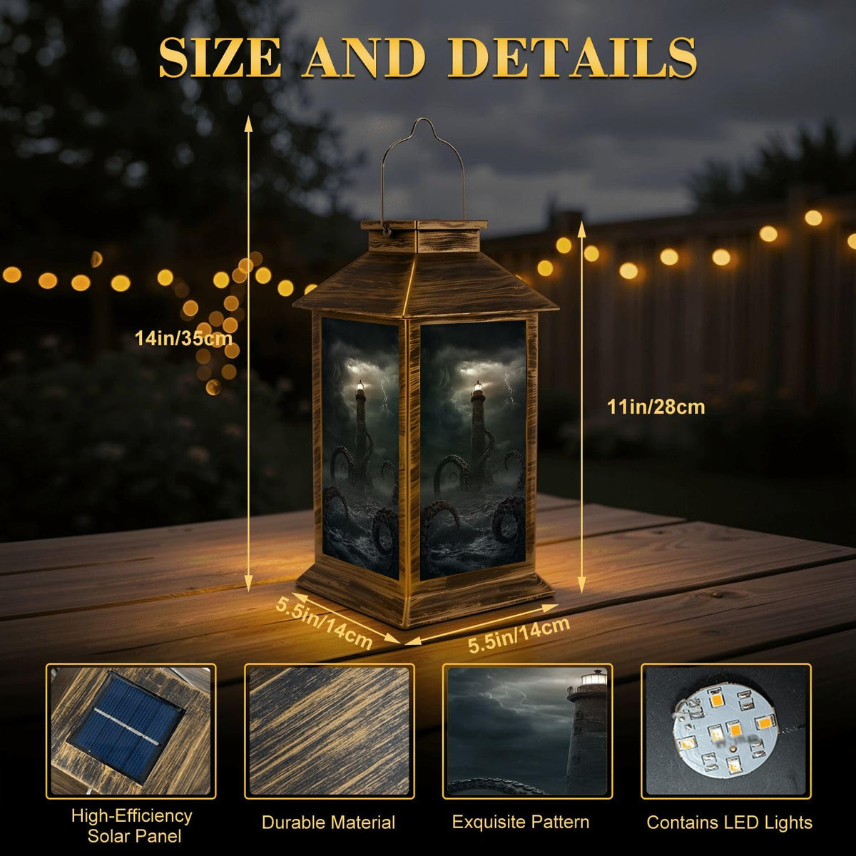 Waterproof Solar Powered Outdoor Hanging Lantern Q34446