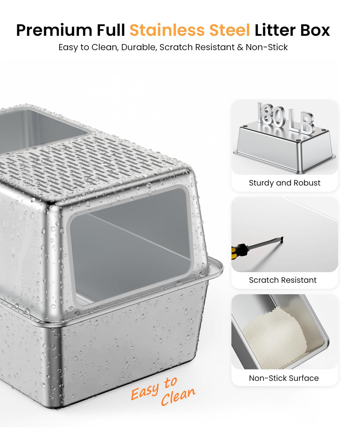 Stainless Steel Enclosed Cat Litter Box with Lid L98988
