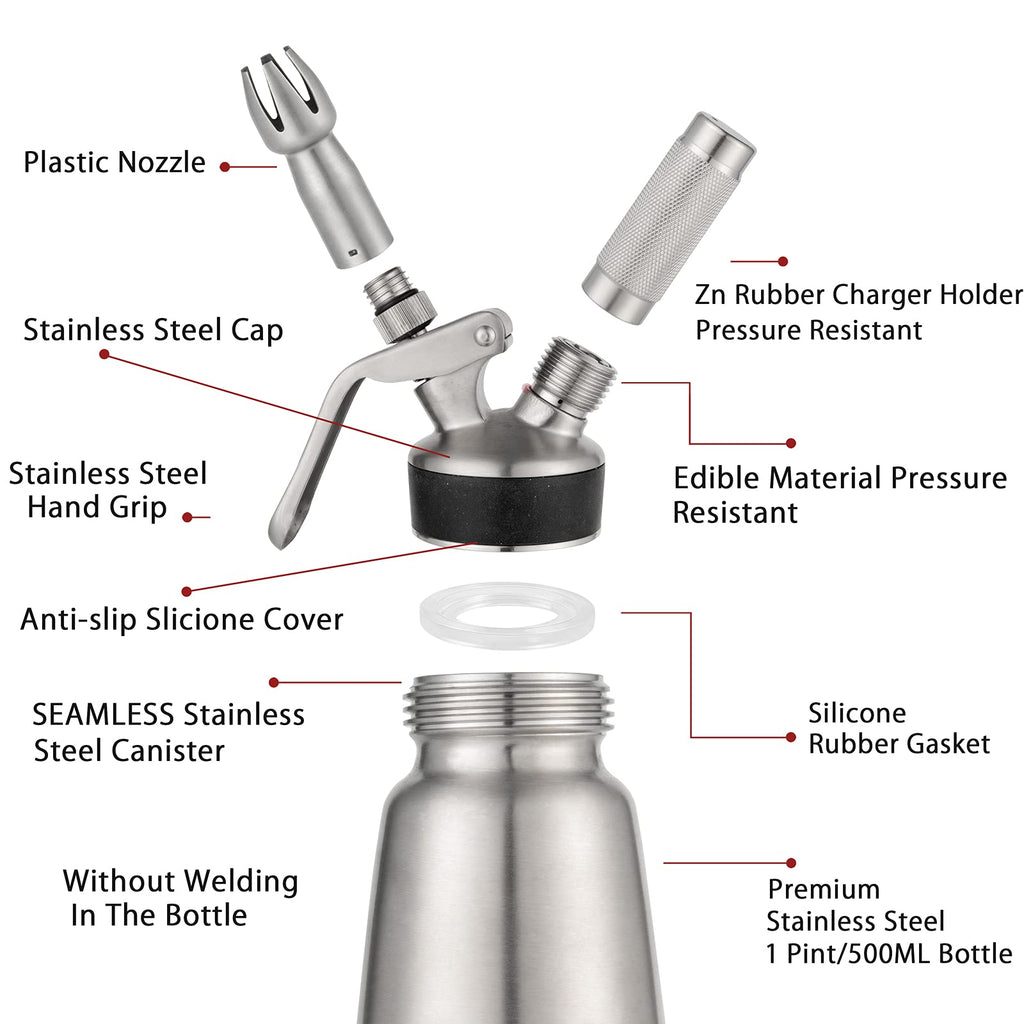Spare Parts and Accessories for Whipped Cream Dispenser 304 Stainless Steel J149