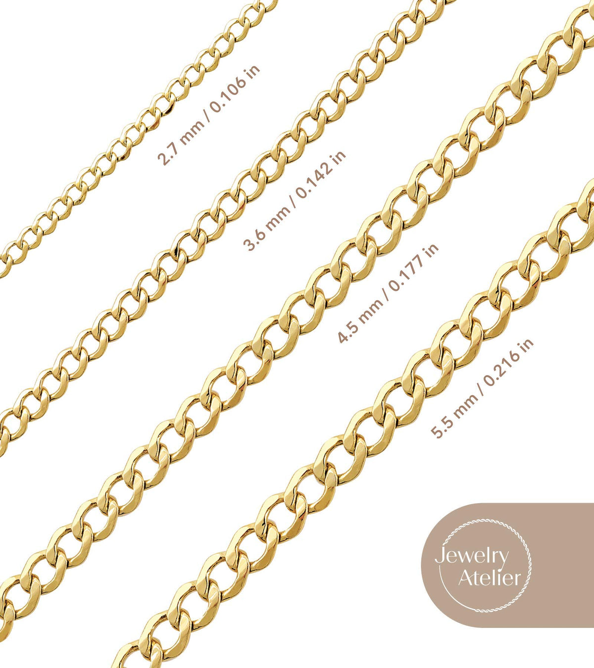 14K Yellow Gold Filled Cuban Curb Link Chain Necklace I76797
