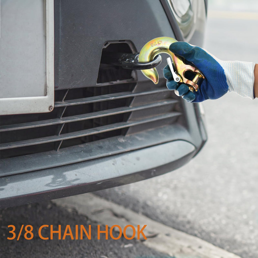 6 Pack 3/8 Inch G70 Forged Steel Clevis Slip Hook with Safety Latch U6027
