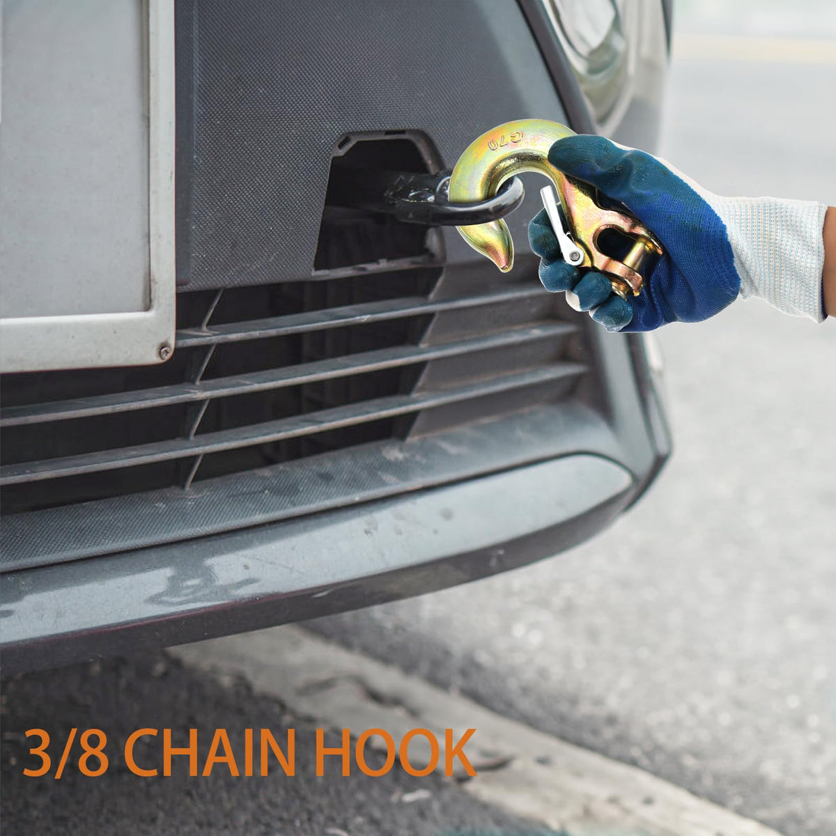 6 Pack 3/8 Inch G70 Forged Steel Clevis Slip Hook with Safety Latch U6027