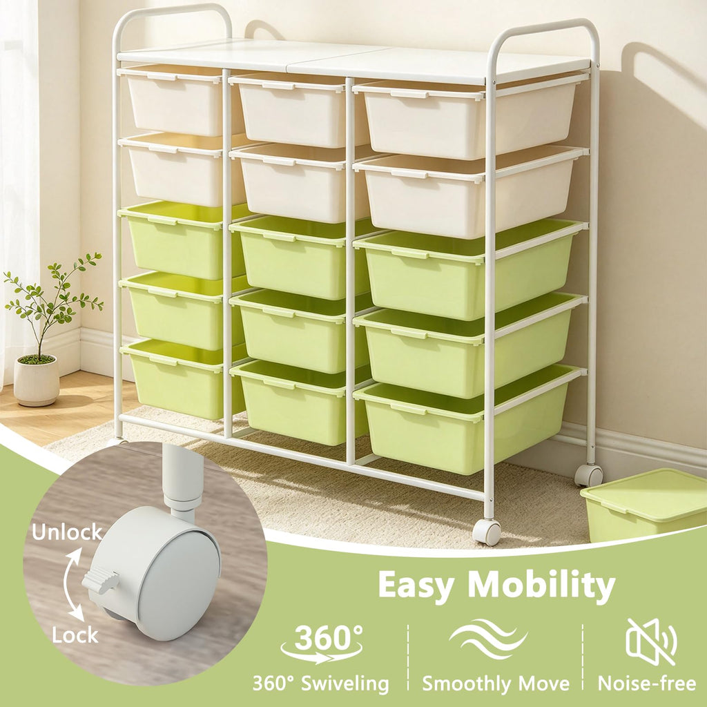 15 Drawer Rolling Storage Cart with Wheels O548941