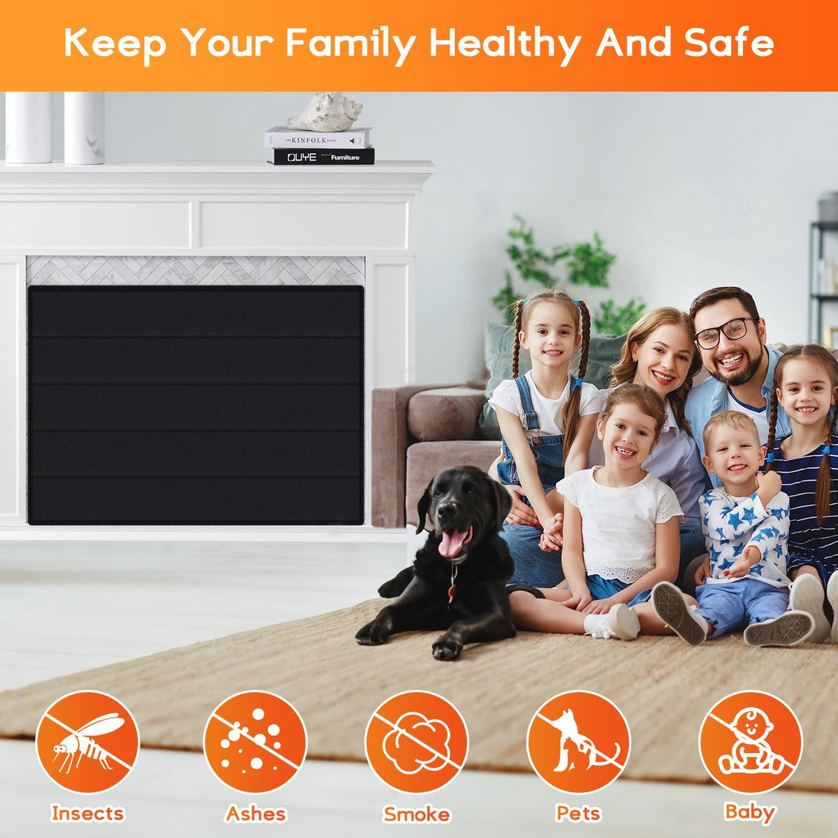 Magnetic Fireplace Cover Oxford Indoor Draft Stopper X7169