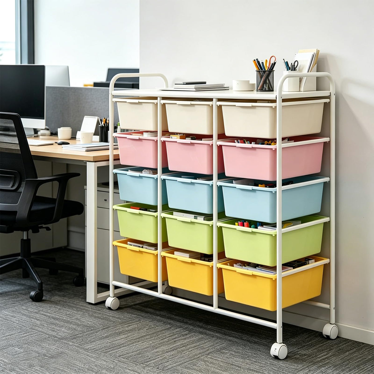 15 Drawer Rolling Storage Cart with Wheels O548941