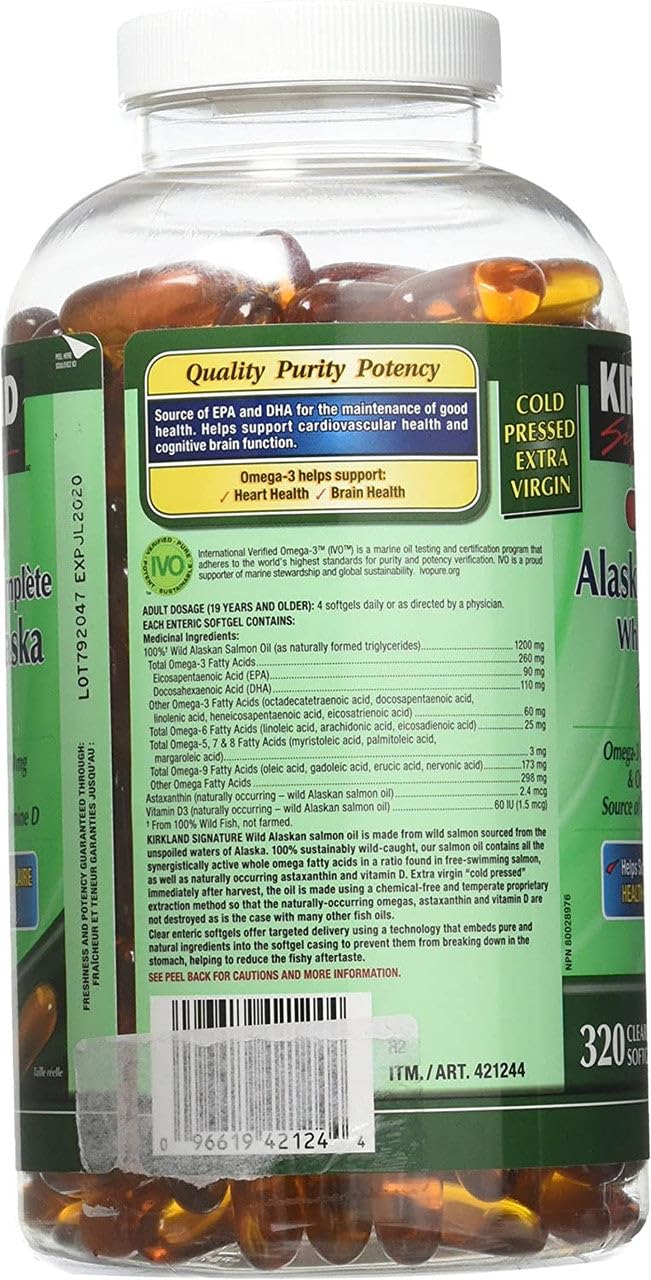 Wild Alaskan Salmon Oil 1200mg 320 Enteric Coated Softgels I4543