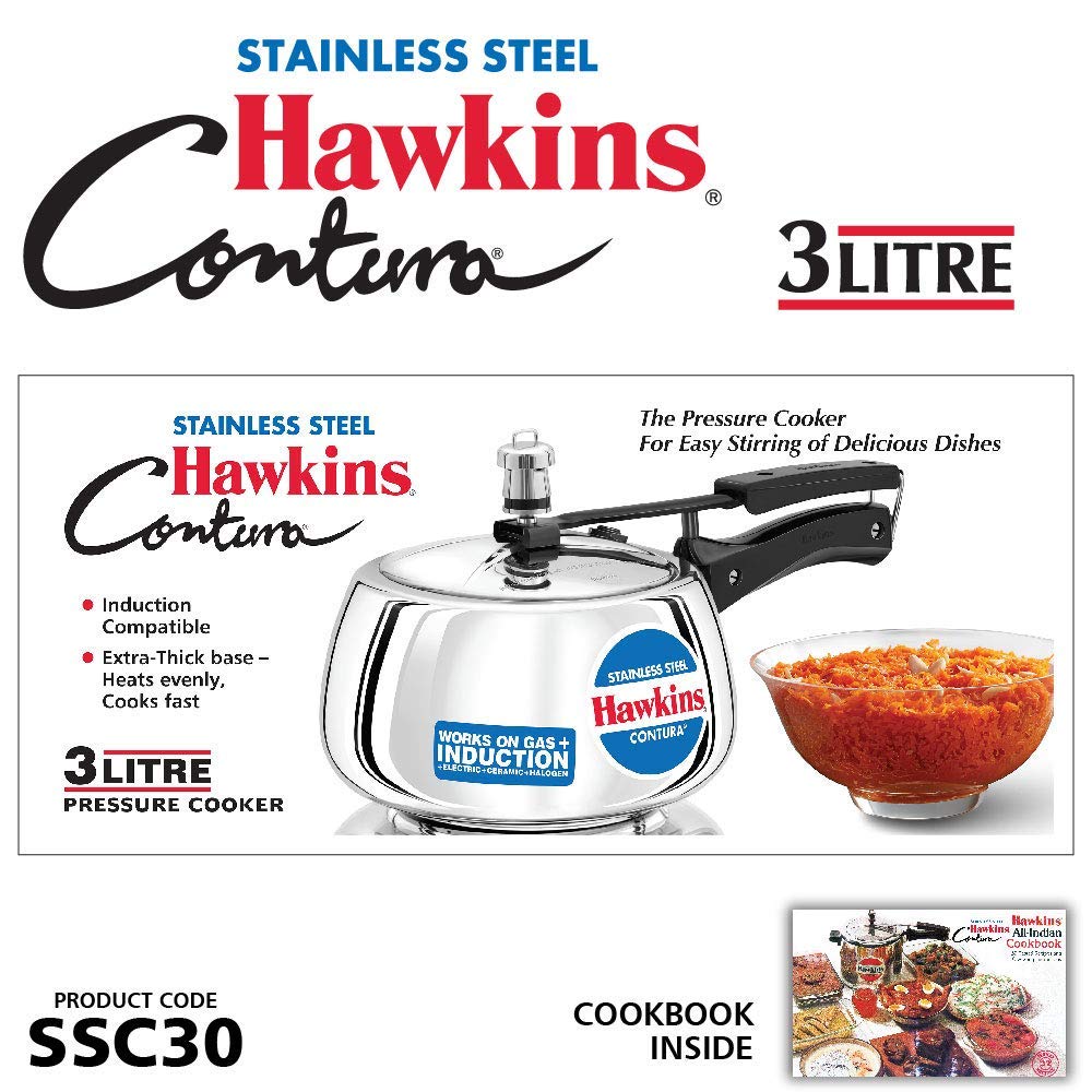 Stainless Steel Induction Gas Compatible Pressure Cooker Combo Set, Silver (1.5 litre and 3 litre) A13049