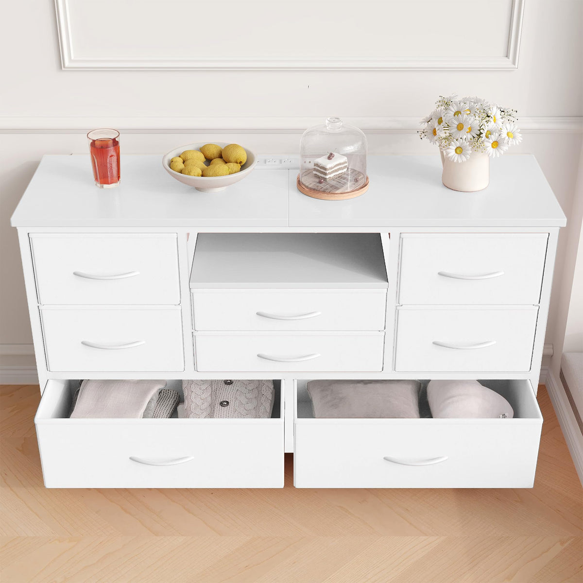 8 Drawer LED TV Stand Dresser with Charging Station E54170