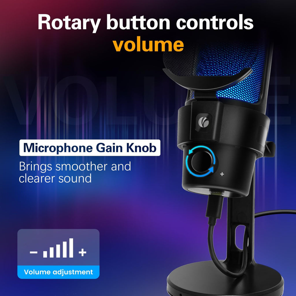 USB Condenser Microphone with Quick Mute, Pop Filter, Shock Mount K78547