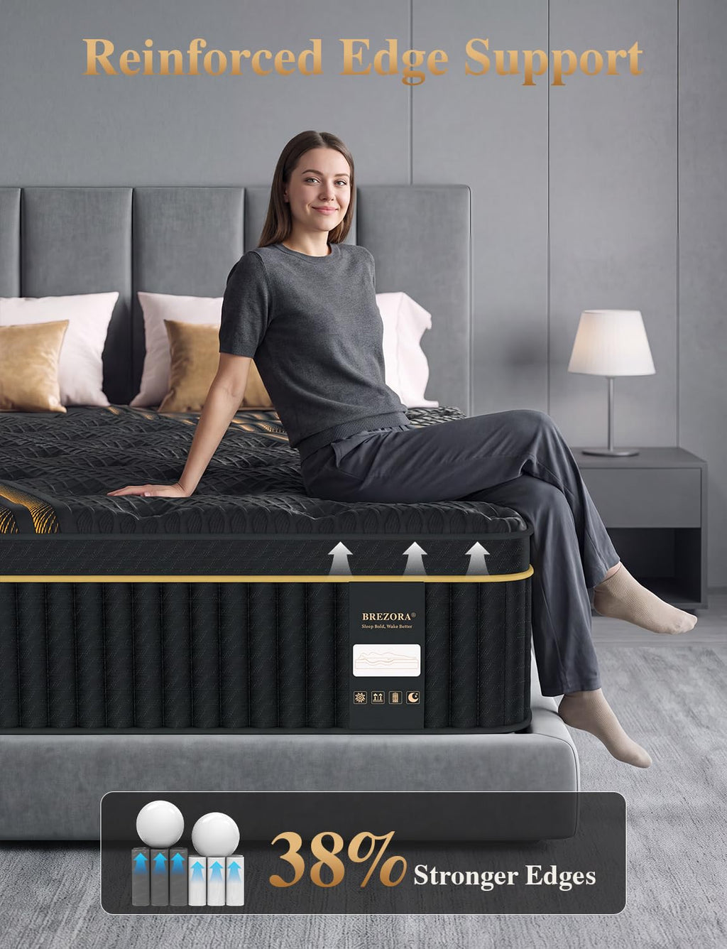 Full Size Firm 14 Inch Cooling Hybrid Mattress in a Box F83429