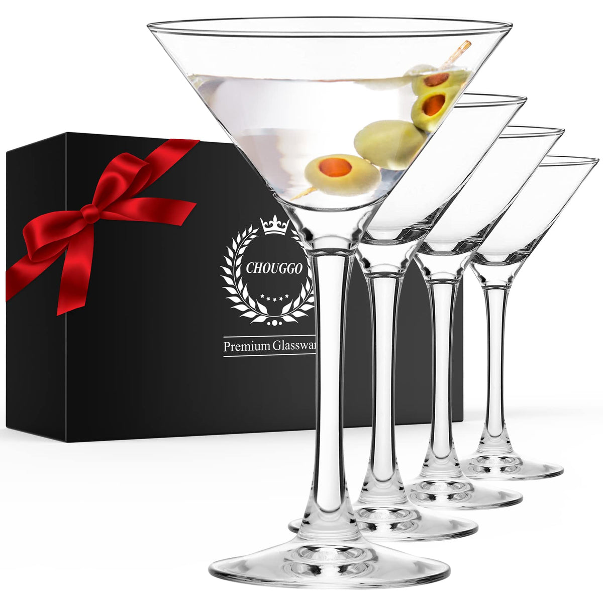 Hand Blown Crystal Martini Glasses Set of 4 S397