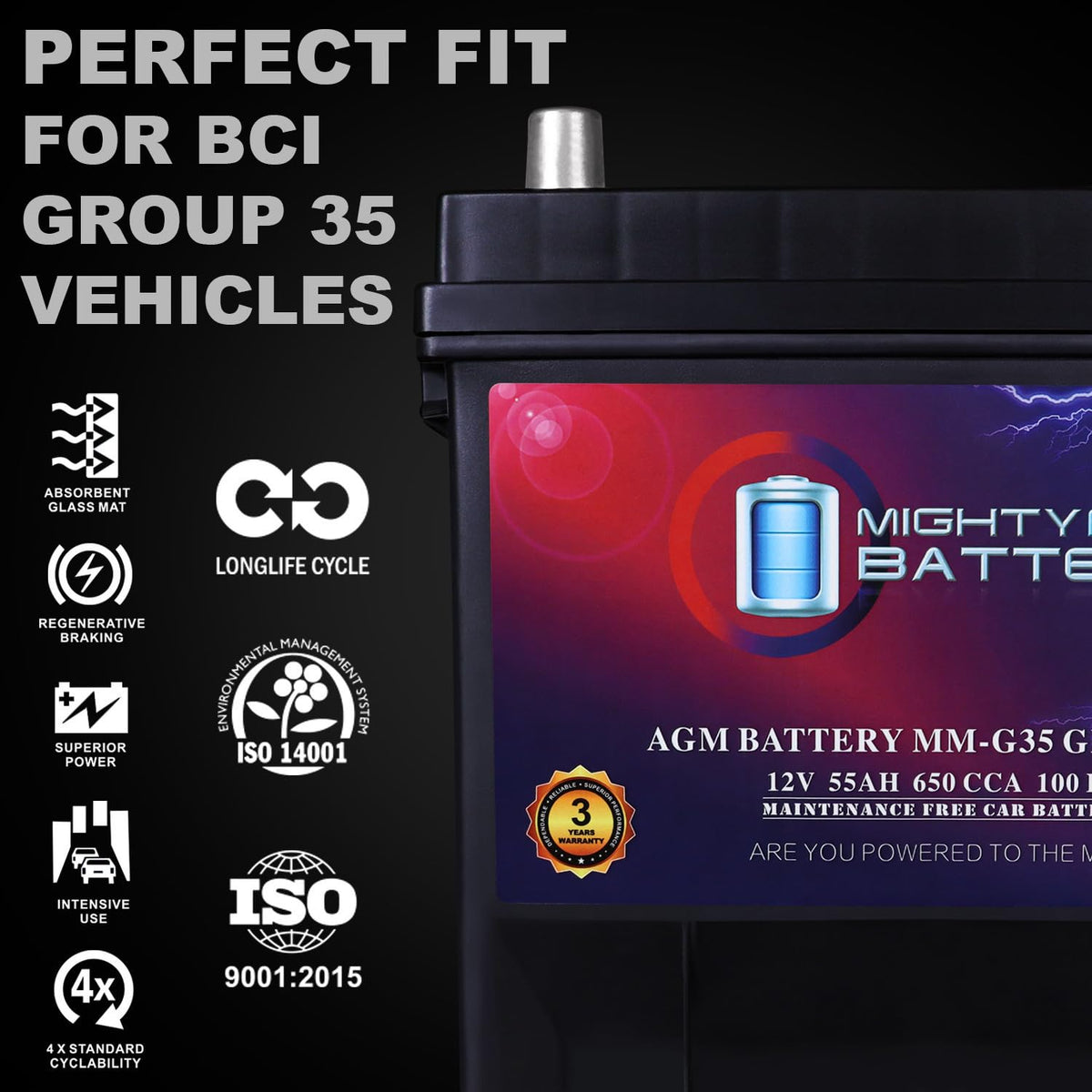 12V 55Ah AGM Replacement Battery B562