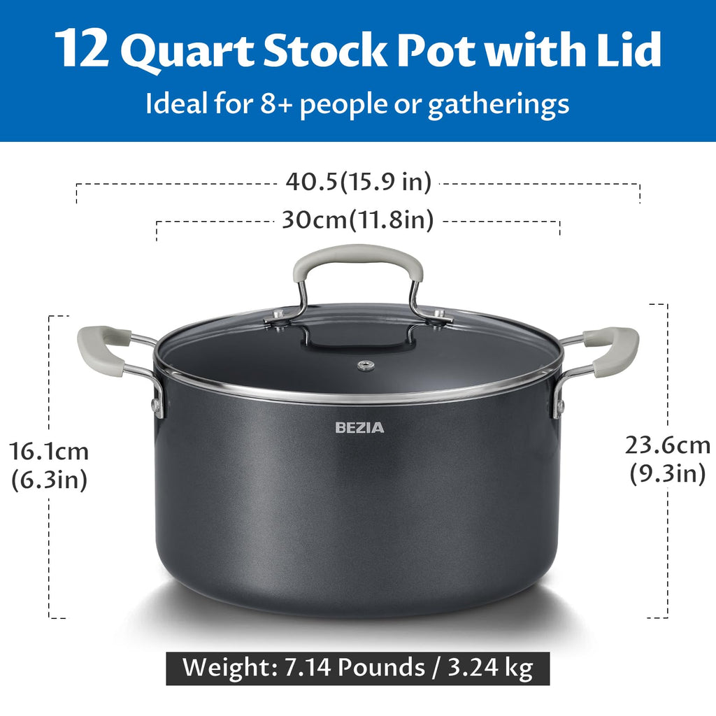12QT Non Stick Ceramic Stock Pot with Lid K2661