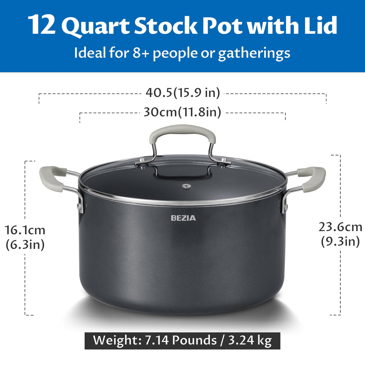 12QT Non Stick Ceramic Stock Pot with Lid K2661