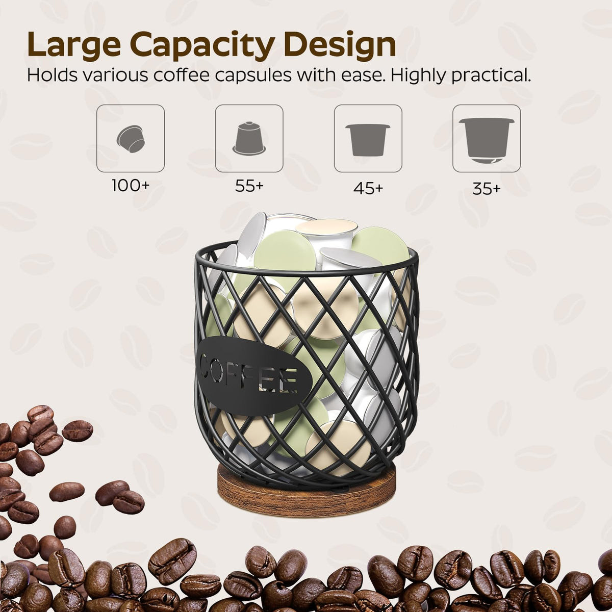 Compatible with K Cup & Nespresso Vertuo Pods Coffee Pod Holder Organizer I88444