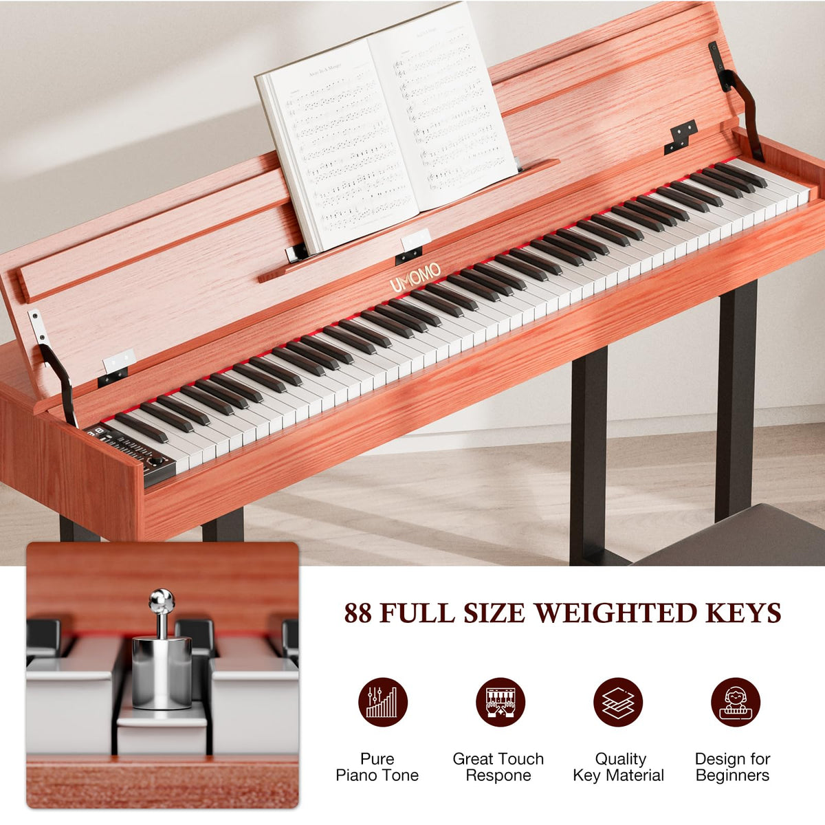 88 Key Weighted Digital Piano with Triple Pedals T71869