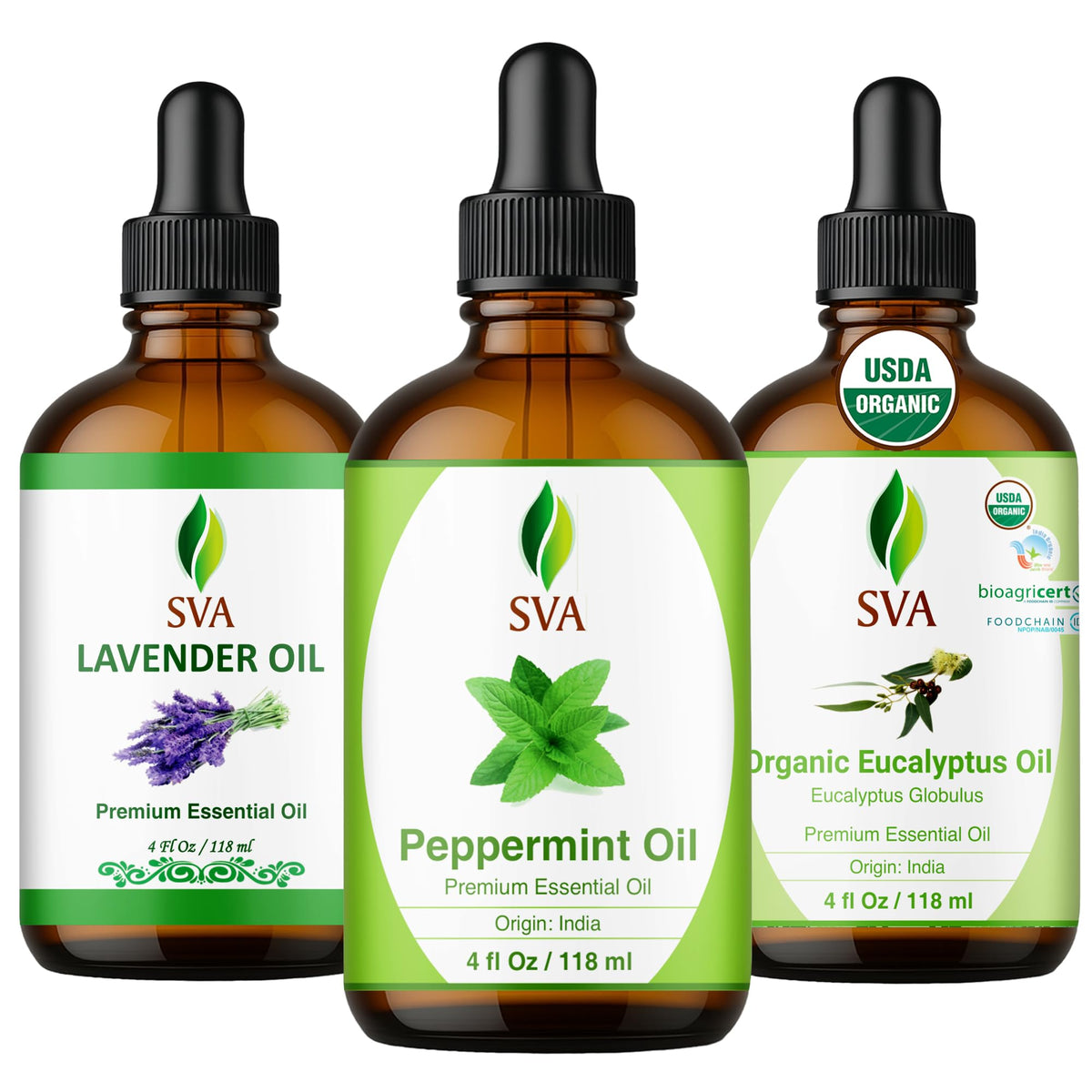 Mint & Lavender Glass Bottles with Droppers 4 Fl oz U35795