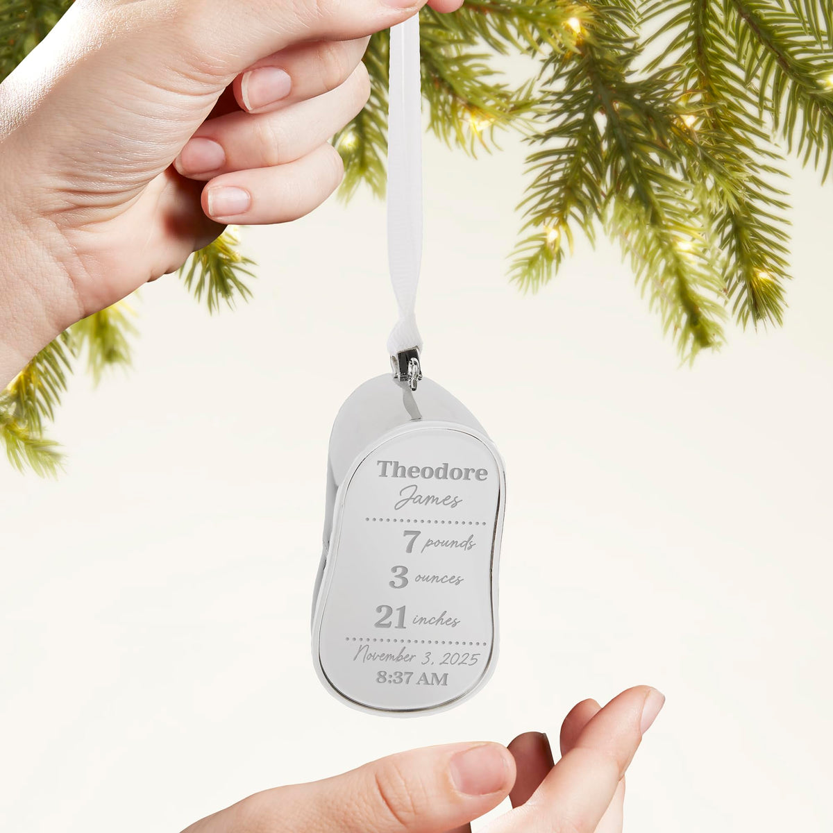 Silver Baby Bootie Metal Christmas Ornament P570626