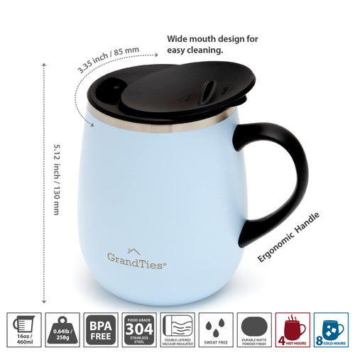 16 oz Insulated Stainless Steel Tumbler 2-Pack with Handle & Sliding Lid J3496