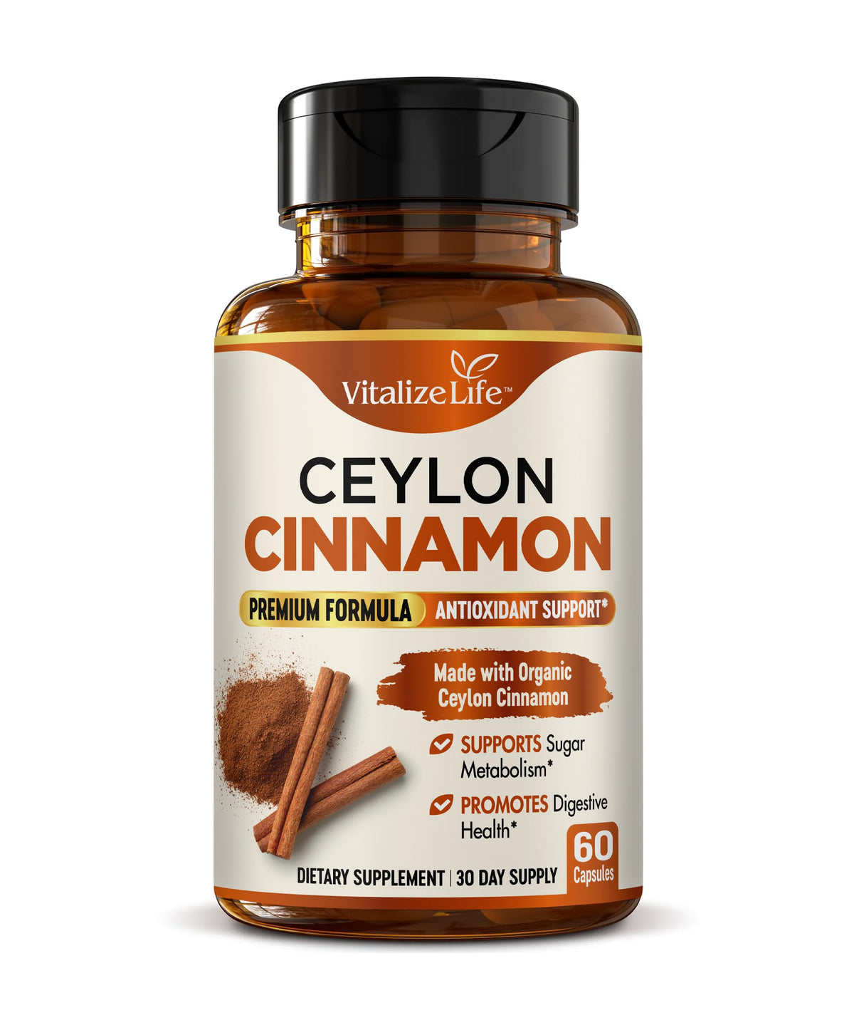 Organic Ceylon Cinnamon 1200mg 60 Vegan Capsules D74546