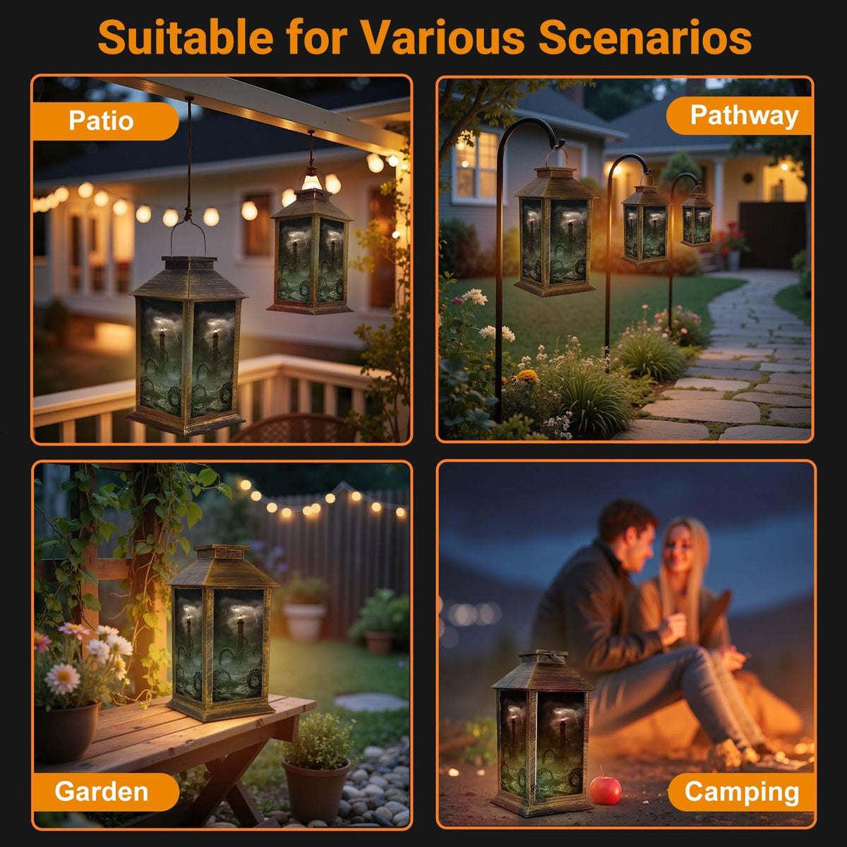 Waterproof Solar Powered Outdoor Hanging Lantern Q34446