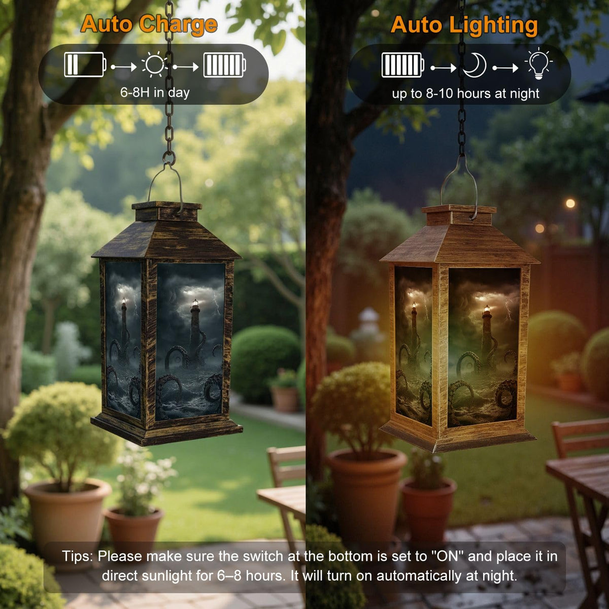 Waterproof Solar Powered Outdoor Hanging Lantern Q34446