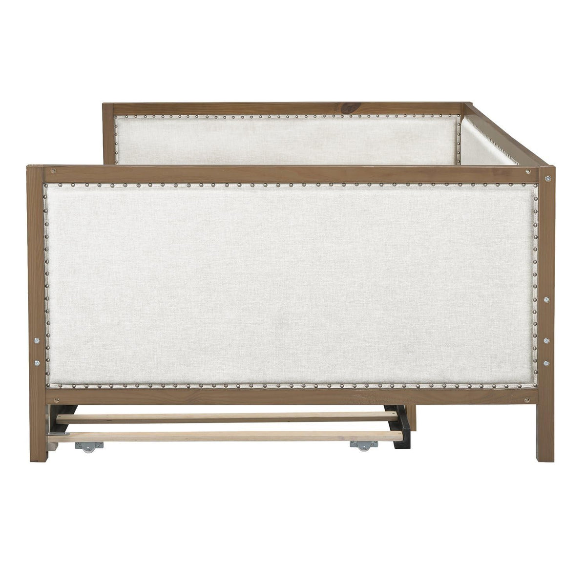 Full Size Upholstered Daybed with Trundle Linen Fabric N321892