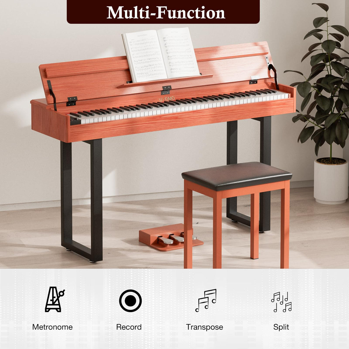 88 Key Weighted Digital Piano with Triple Pedals T71869