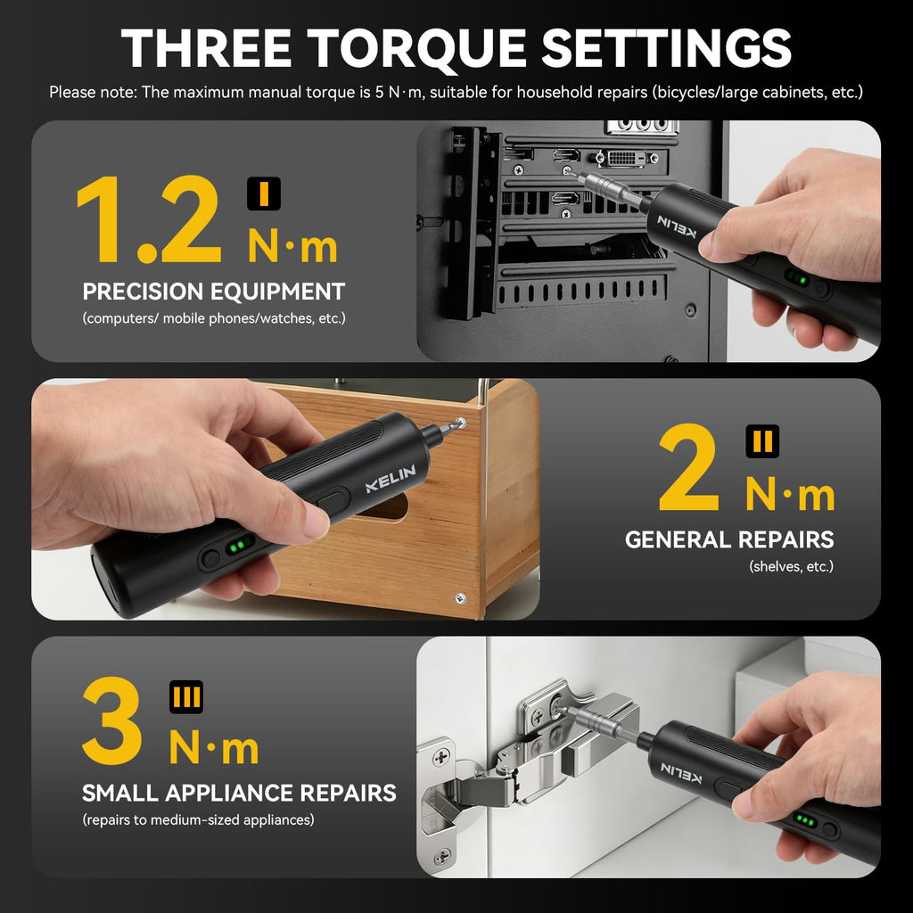 Electric Screwdriver Set 3 Torque Levels S2 Steel Bits Z904