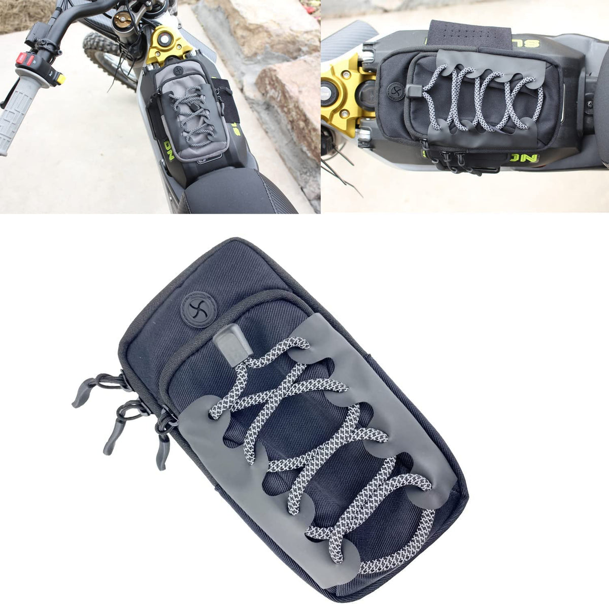 Black Motorcycle Front Frame Storage Bag H64166