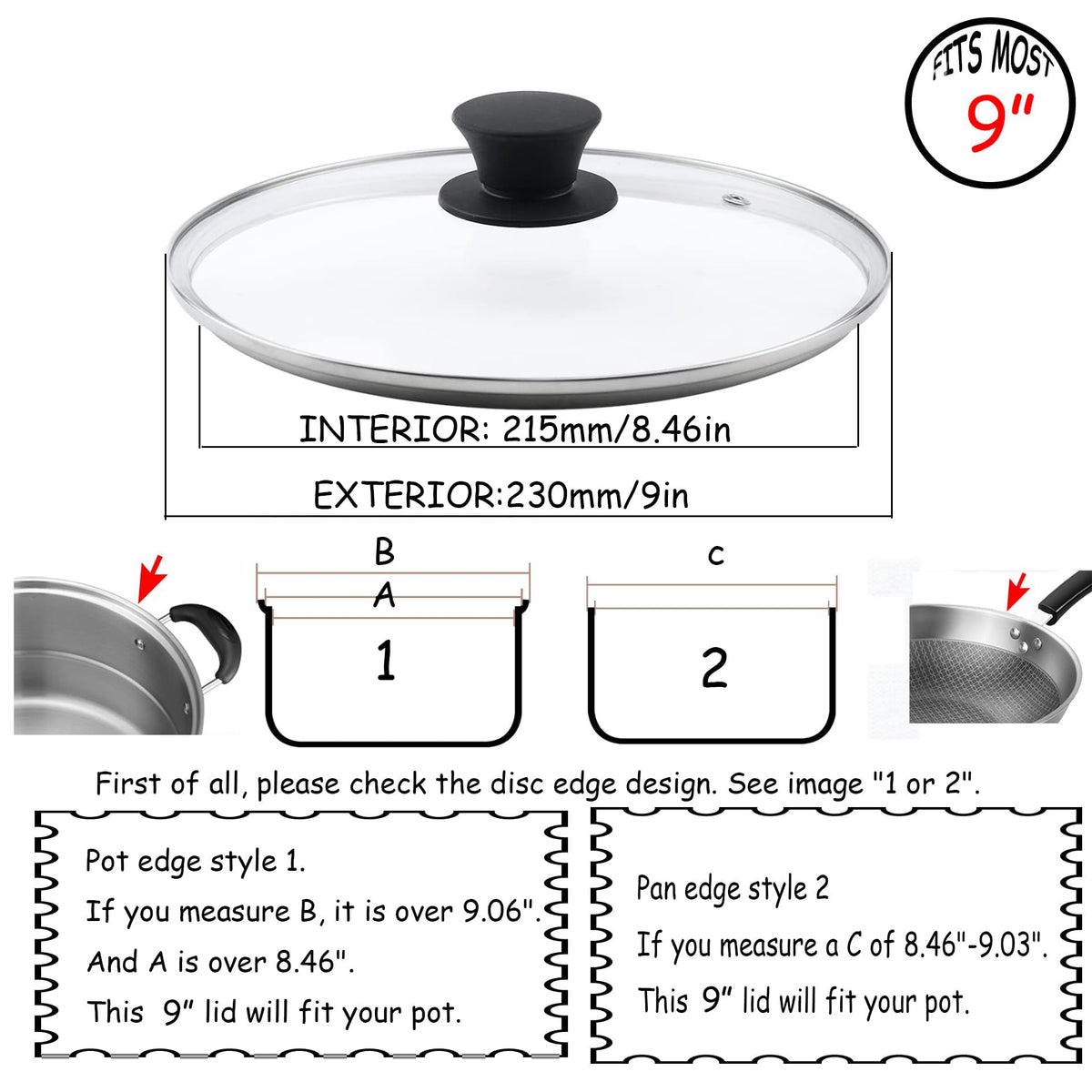Universal Glass Pot Lid, 9 inch/23cm L74516