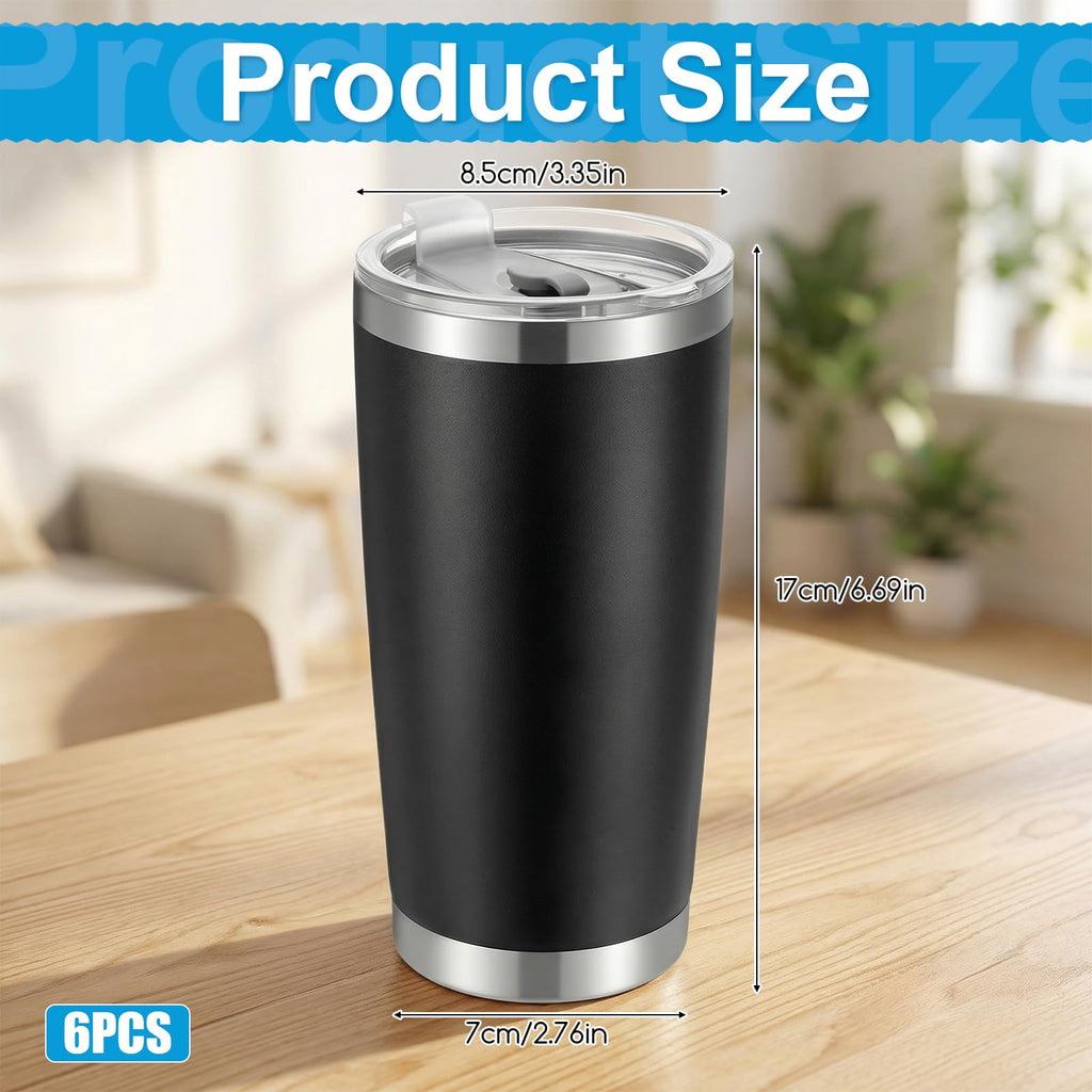 6 Pack 20oz Stainless Steel Insulated Tumbler with Lid O417