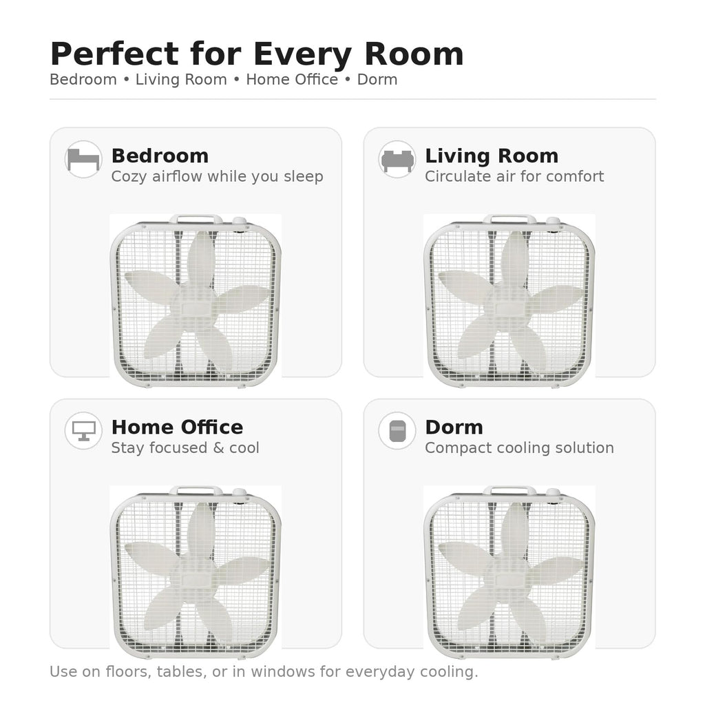 20 Inch 3 Speed Portable Floor Fan with Removable Grill, White A761