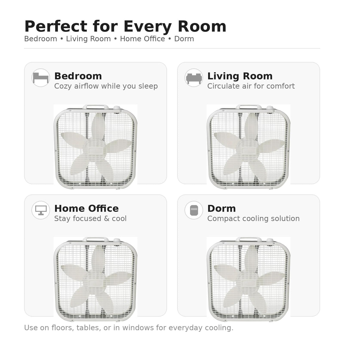 20 Inch 3 Speed Portable Floor Fan with Removable Grill, White A761