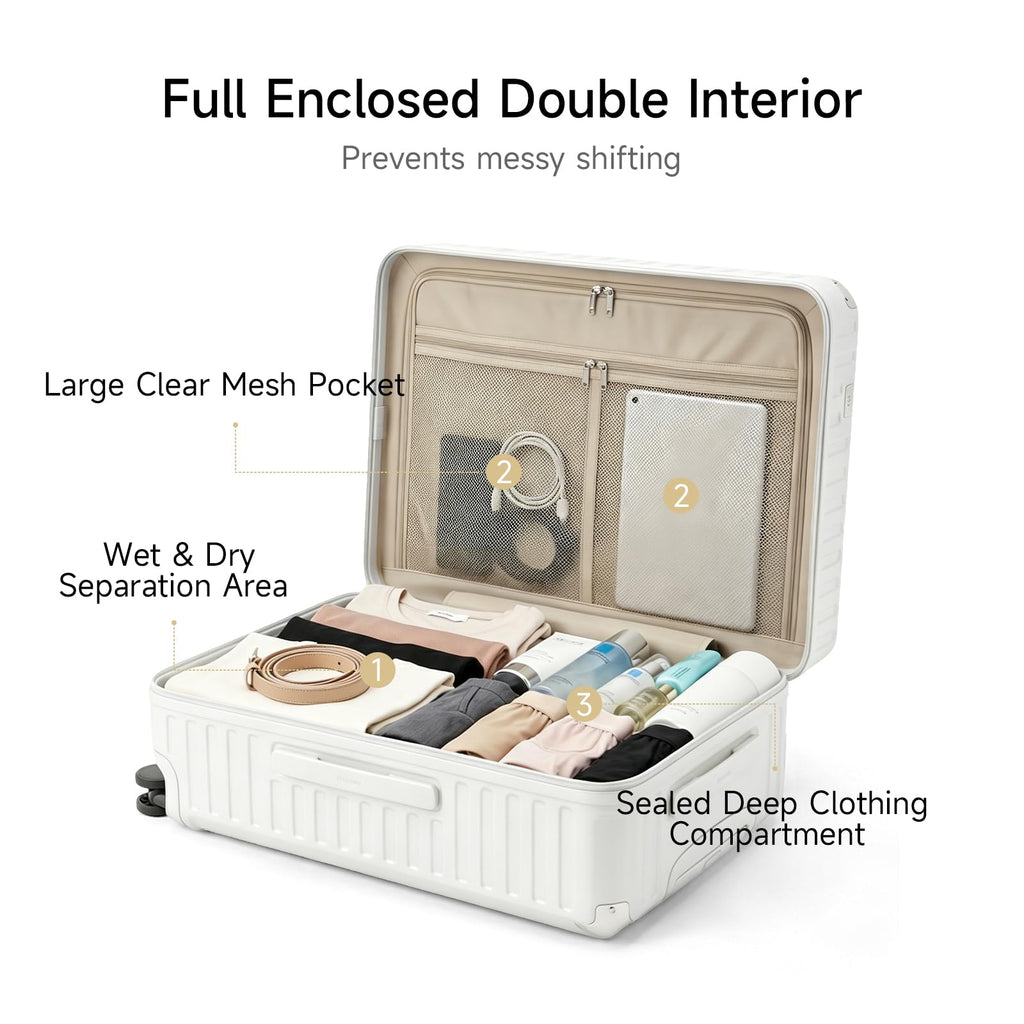 20 inch White Hardside Carry on Luggage with Spinner Wheel E783