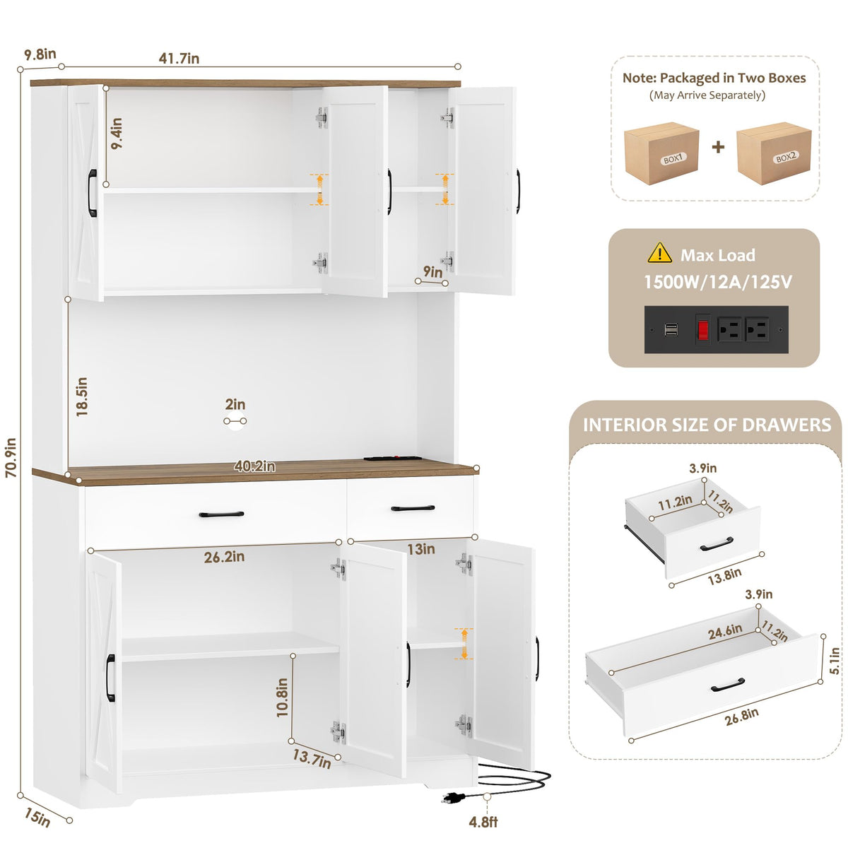 White Kitchen Pantry Storage Cabinet S67805