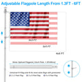 Silver 6 FT Metal Flagpole Kit and 304 Stainless Steel Flagpole Clips F301