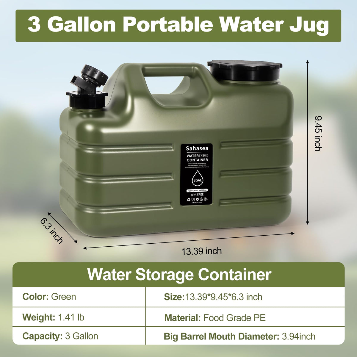 3 Gallon BPA Free Portable Water Jug with Spigot U51791
