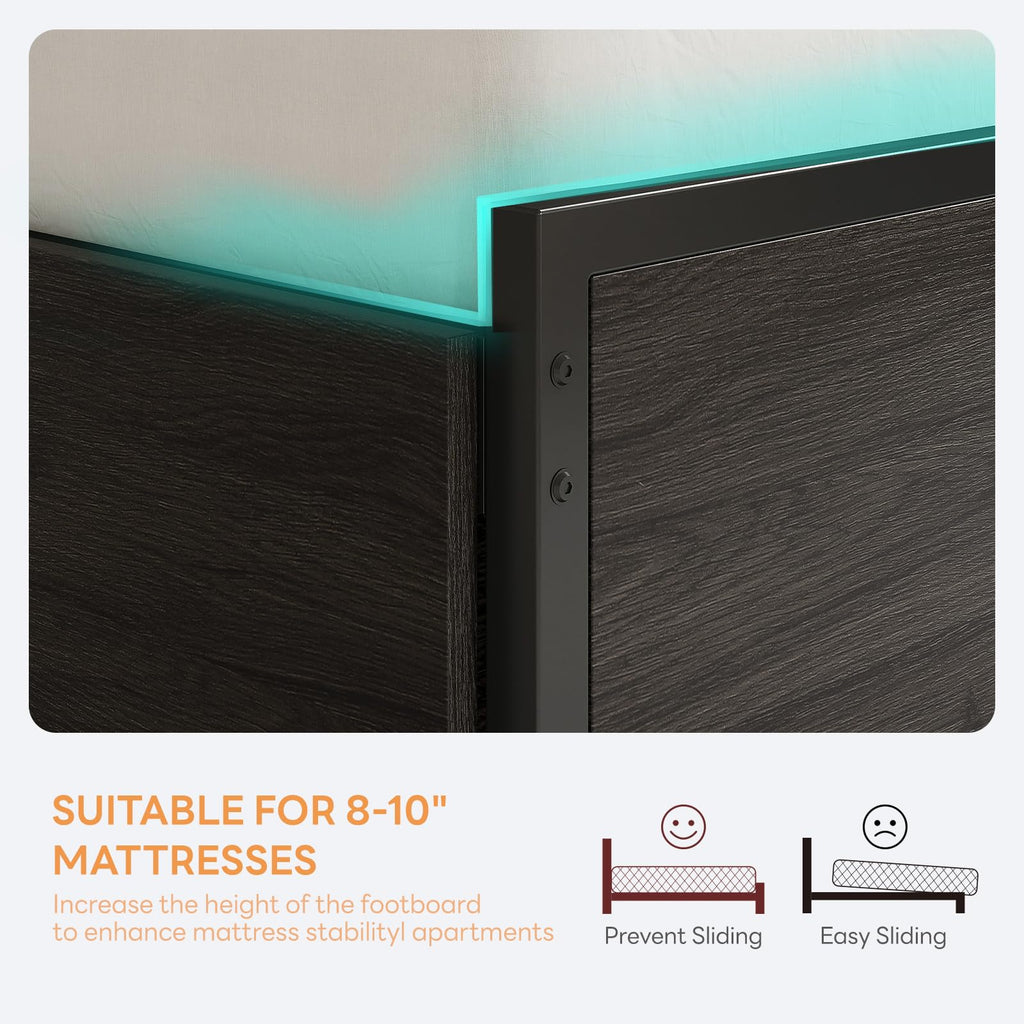 Twin Bed Frame with Storage Drawers and LED Light P987366