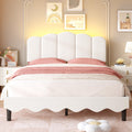 Beige Full Size Bed Frame with Storage Headboard Q6687