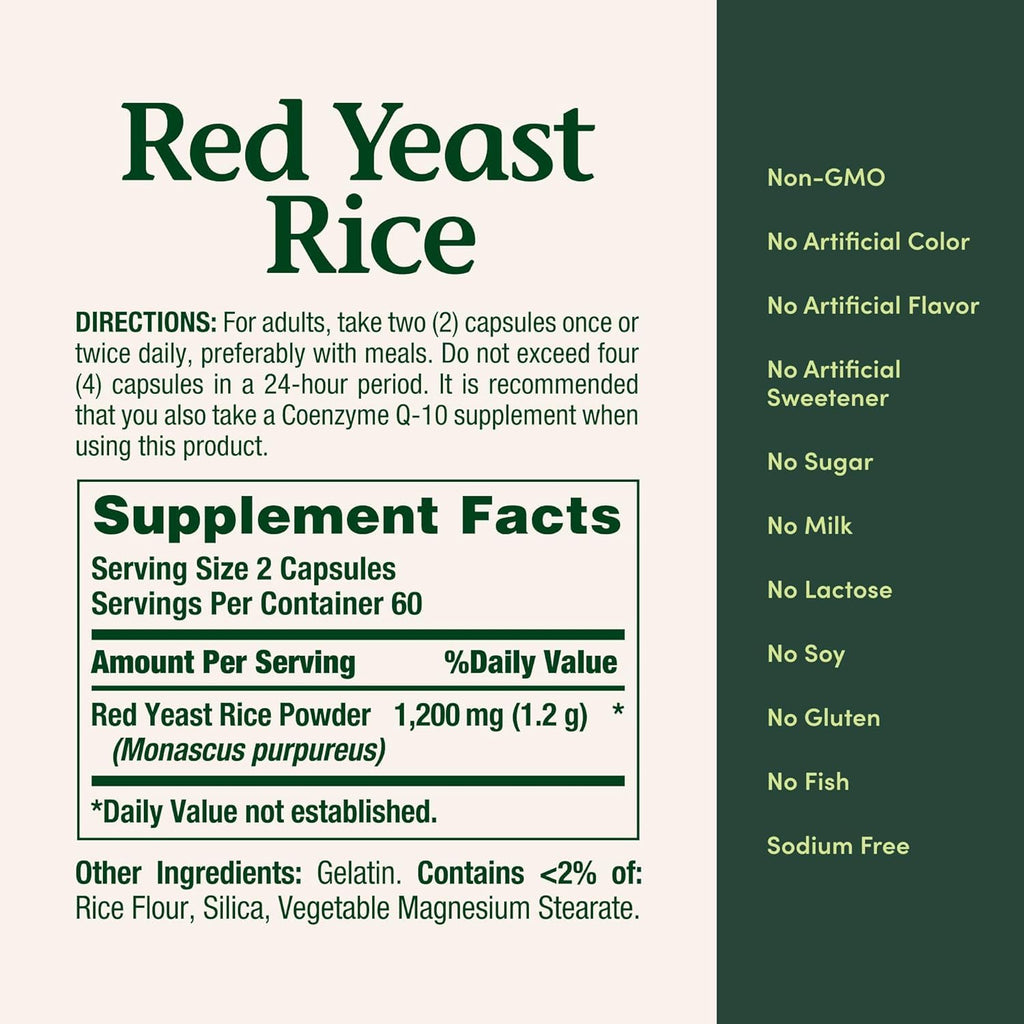 Red Yeast Rice 600mg 120 Capsules Pack of 2 Q831