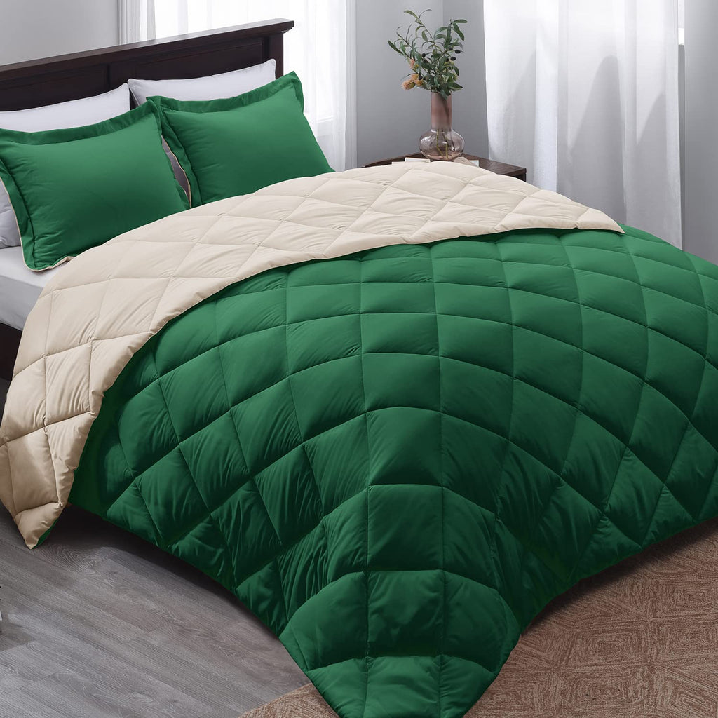 Forest Green King Size Reversible Down Alternative Comforter Set P454