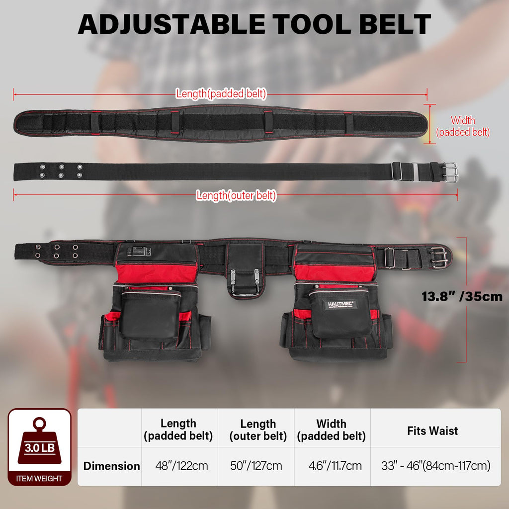 Heavy Duty 19-Pocket Tool Belt with Suspenders M954